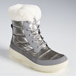 Sperry Bearing Plushwave Chic Silver Metallic Snow Boots Women's Size 6M
